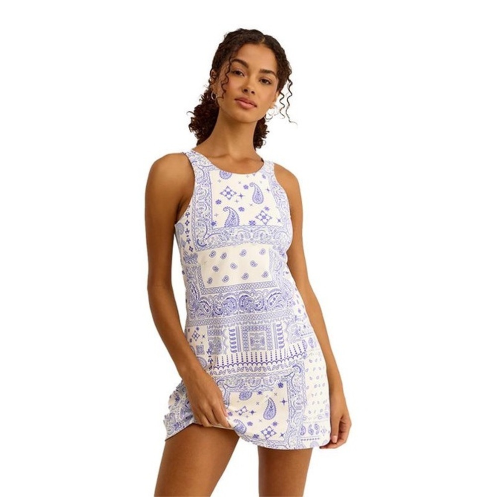 Z Supply Active Palisade’s Bandana Dress Western Blue and White XS NWT